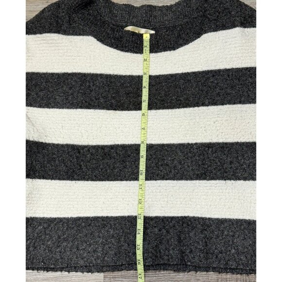 Kaisely Womens Dark Gray and Cream Striped Sweater Long Sleeve Ribbed Medium - Picture 14 of 14